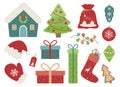 Set Christmas vector illustration. New Year elements Royalty Free Stock Photo